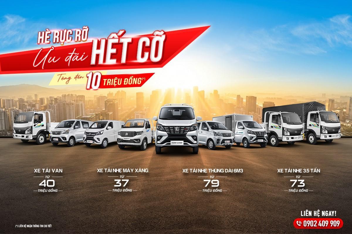 Ưu đãi tiền mặt lên đến 10 triệu đồng khi mua xe Teraco tháng 6/2026