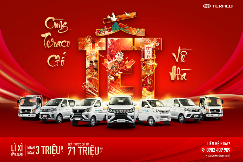 Tháng 1/2025 ngập tràn ưu đãi sắm ngay tải mới – Cùng Teraco chở tết về nhà